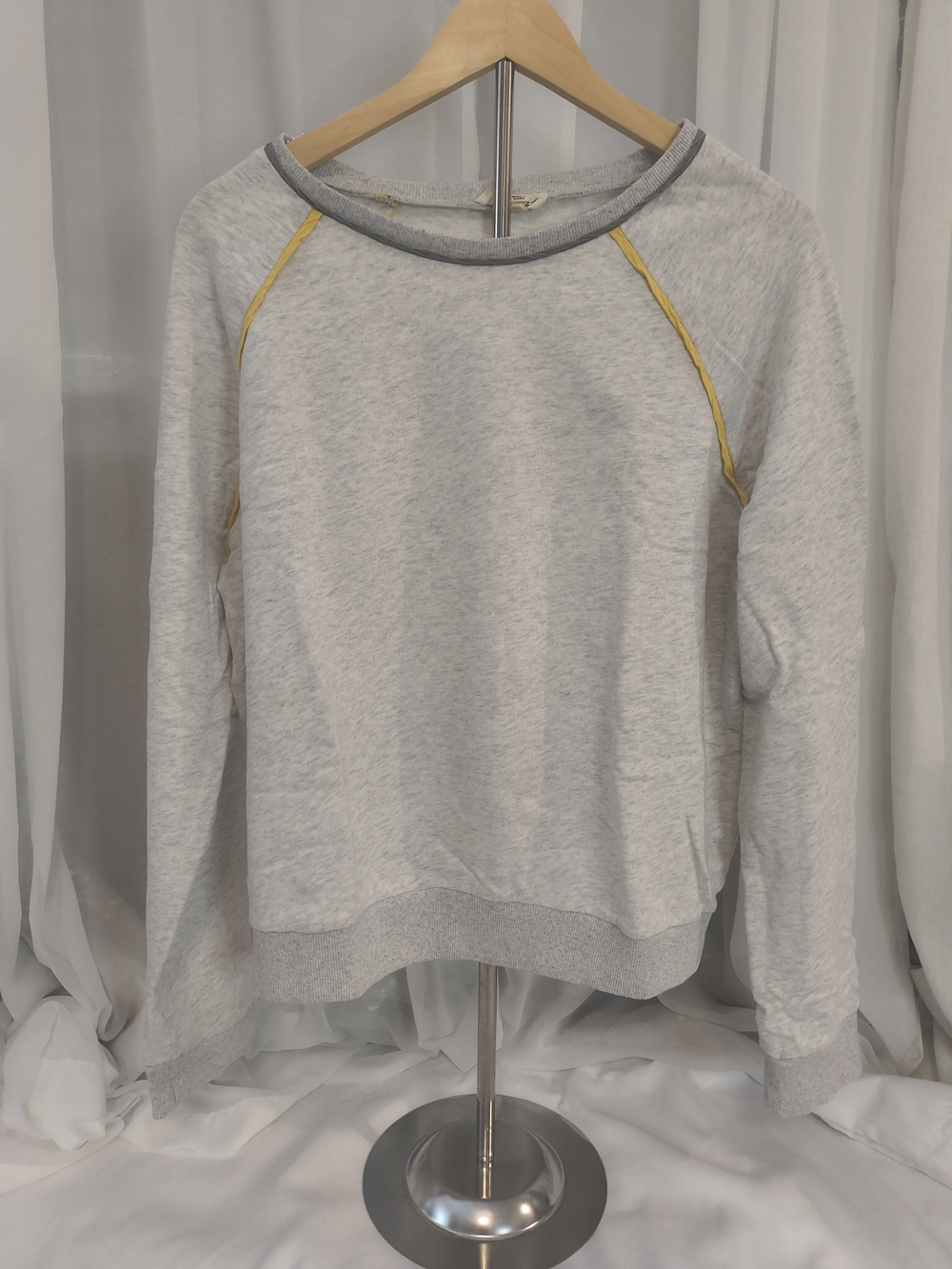 eesome Light Gray Sweatshirt with Yellow Raglan Piping